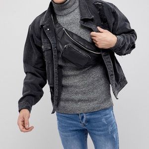 Asos man pouch black leather